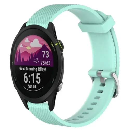 Banda de Reloj para Garmin Forerunner 255 Music 22mm Silicona Textura de Diamante (Verde Azulado)