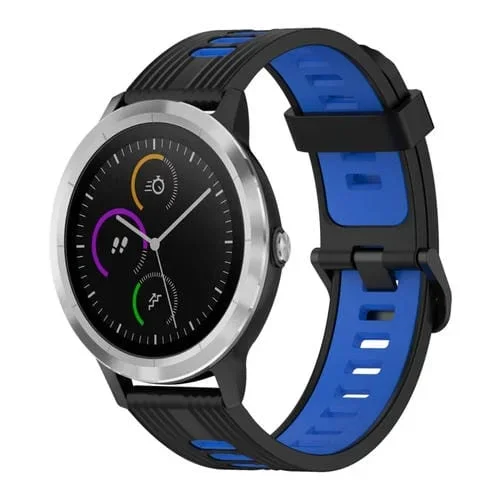 Banda de Reloj para Garmin Vivoactive3 20mm Silicona Dos Colores (Negro+Azul)