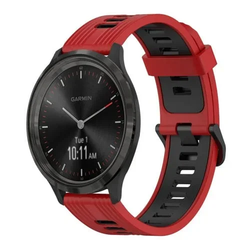 Banda de Reloj para Garmin Vivomove3 20mm Silicona Dos Colores (Rojo+Negro)