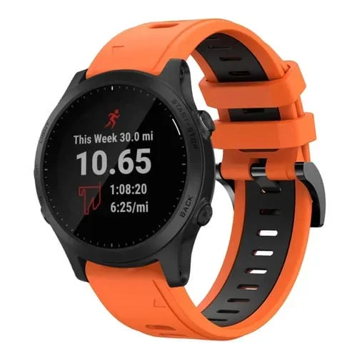 Banda de Reloj Silicona Deportiva Garmin Forerunner 945 22mm (Naranja + Negro)