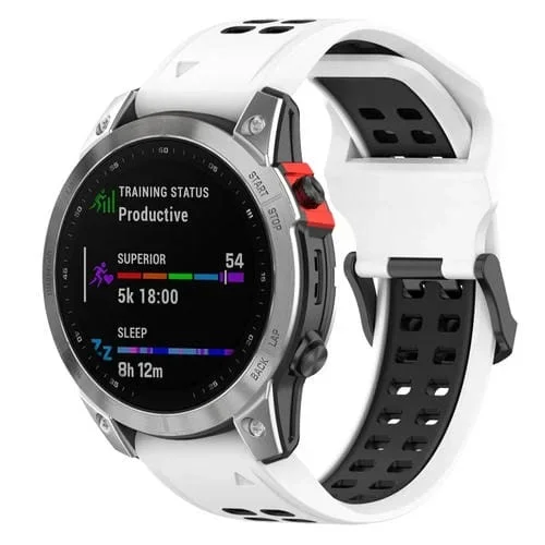 Banda de Reloj Silicona para Garmin Fenix 7S / 6S / 5S Dos Colores (Blanco Negro)