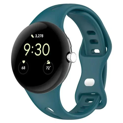Banda de Silicona para Google Pixel Watch con Botón de Mariposa y Diseño Gota de Agua (Verde Oscuro)