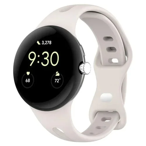 Banda de Silicona Sólida para Google Pixel Watch con Botón de Mariposa y Diseño Gota de Agua (Starlight)