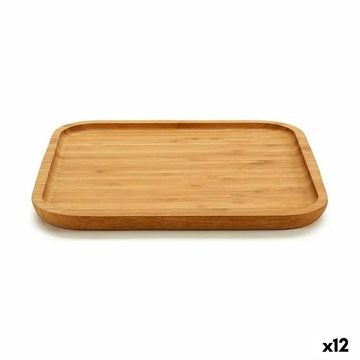 Bandeja de aperitivos cuadrada marrón bambú 25 x 1,5 x 25 cm (12 unidades)