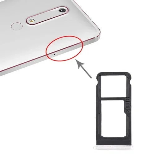 Bandeja Tarjeta SIM + Micro SD Nokia 6.1 TA-1043 TA-1045 TA-1050 TA-1054 TA-1068 (Blanco)