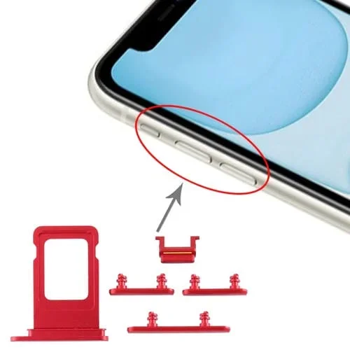 Bandeja Tarjeta SIM + Tecla Lateral Apple iPhone 11 (Rojo)