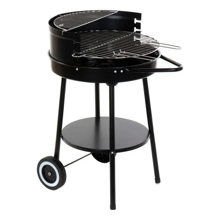 Barbacoa de carbón con ruedas dkd home decor negro metal plástico 59 x 49,5 x 82 cm