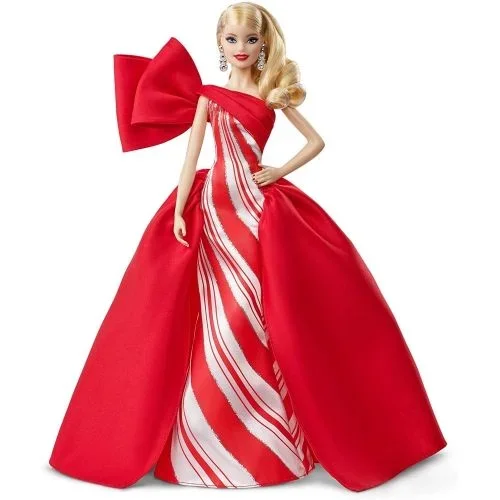Barbie – Collector Felices Fiestas 2019, Muñeca Rubia con Ondas, Multicolor (Mattel FXF01)