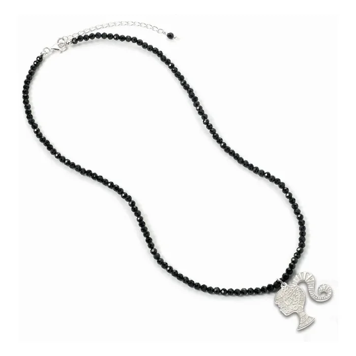 Barbie collar con colgante silhouette on black onyx bead (plata de ley)