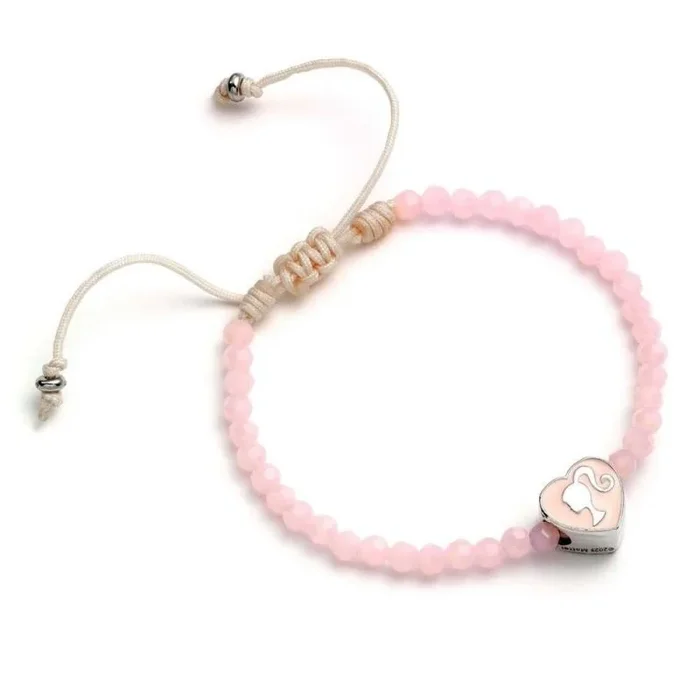 Barbie™ Pulsera de la amistad de cuentas rosas con cuentas en forma de corazón, talla única, Zinc