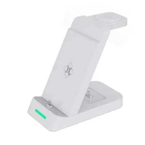 Base de cargador inalámbrico 3 en 1 B20 18W soporte para iPhone Apple Watch Series (Blanco)