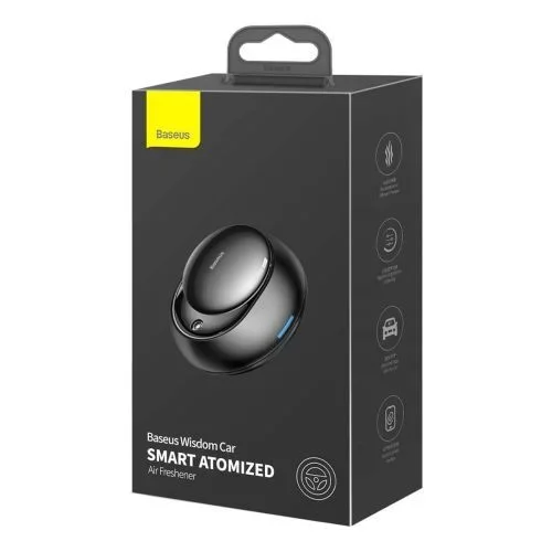 Baseus fragrance air freshener with atomizer + 2 refills (freesia + basil with mandarin) + type-c charging cable 1m, black (cnzx000401)