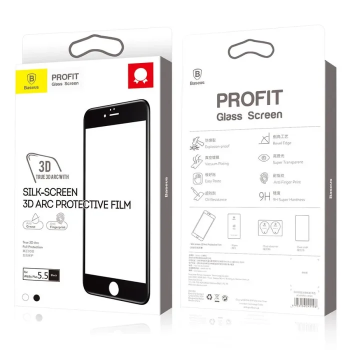Baseus iPhone 6/6s Plus 0.3 mm All-Screen ARC-Surface T-Glass Black (