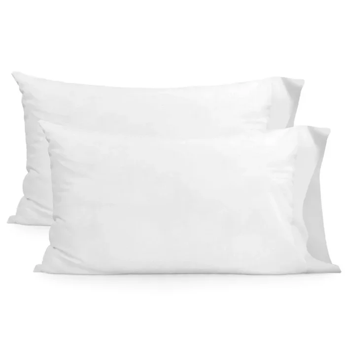 Basic 200 TC Funda Almohada Blanco Blanco, 50×75 cm (x2) (Cama 150/160), 100% Algodón, Calidad de 200