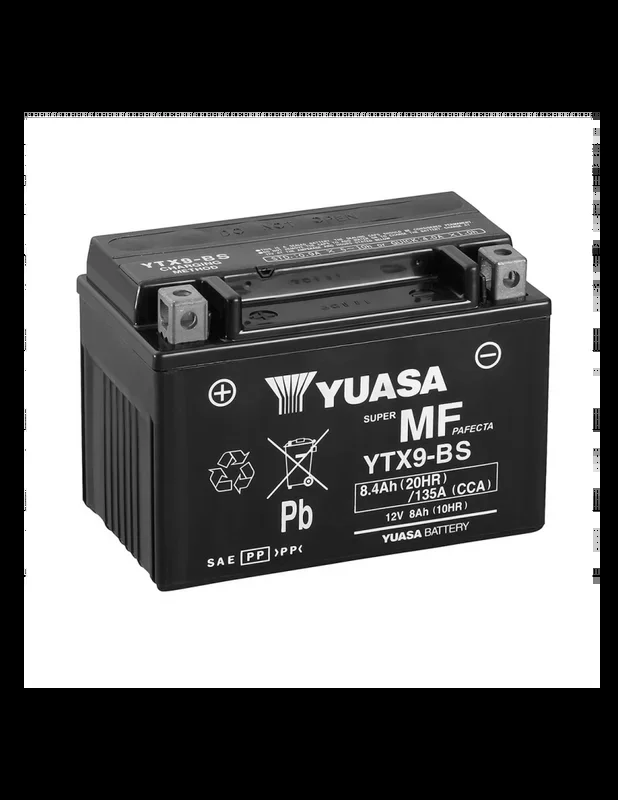 Batería Yuasa YTX9-BS Combipack (con electrolito) – 12 V/8,0 Ah/135 A
