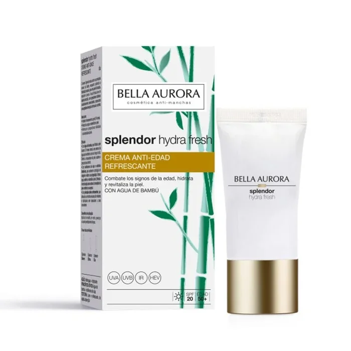 BELLA AURORA – Splendor Hydra Fresh 50 ml, Crema Facial Antiedad Refrescante, Hidratación 24h, Antiarrugas, Protección SPF20, para Piel Deshidratada, Frescor y Confort, con Agua de Bambú