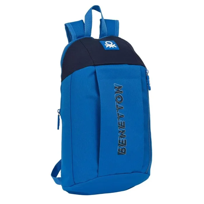 BENETTON Deep Water – Mini Mochila para Uso Diario, Ideal para Niños de Diferentes Edades, Cómoda y Versátil, Calidad y Resistencia, 22x10x39 cm, Color Azul