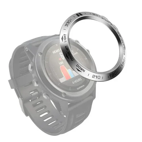 Bezel Anillo de Bisel para Garmin Fenix 3/3 Hr Smart Watch Versión B (Letra Negra de Anillo de Plata)