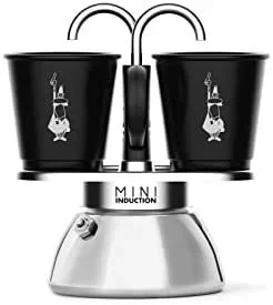 Bialetti Mini Express Induction, cafetera de inducción, 2 tazas (100 ml), apta para todo tipo de fuegos, negra