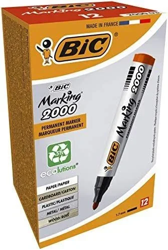 Bic marcador permanente marking 2000 punta redonda rojo caja -12u-