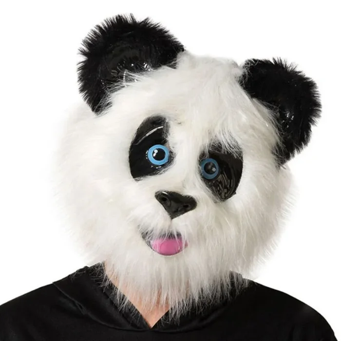 BigBuy Carnival-S1126283 Máscara Oso Panda, ajedrez, Multicolor, Talla Única (8422259665304)