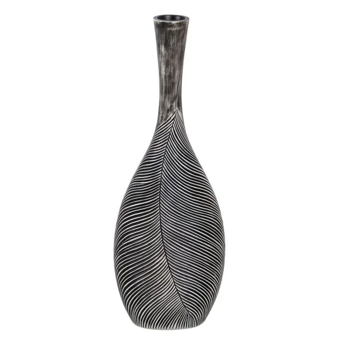 BigBuy Home Jarrón Blanco Negro Poliresina 24 x 12,5 x 68 cm