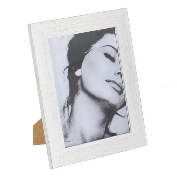 BigBuy Home Marco de Fotos Blanco Gris Madera Cristal 20 x 1 x 25 cm