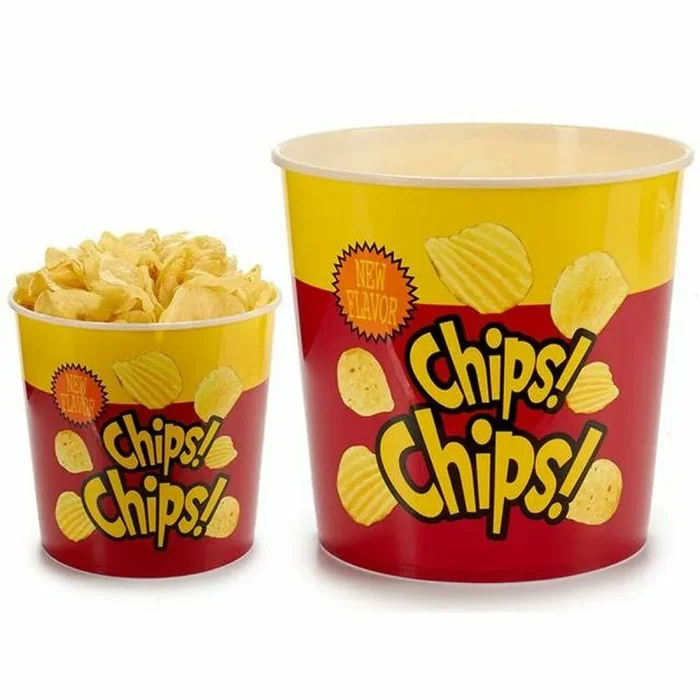 BigBuy Home S3601656 Cubo Chips Redondo, 24.5 x 21.5 x 24.5 cm, Nickel