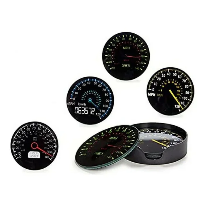 Bigbuy Home S3607316 Posavasos Speedometer, 4 Piezas