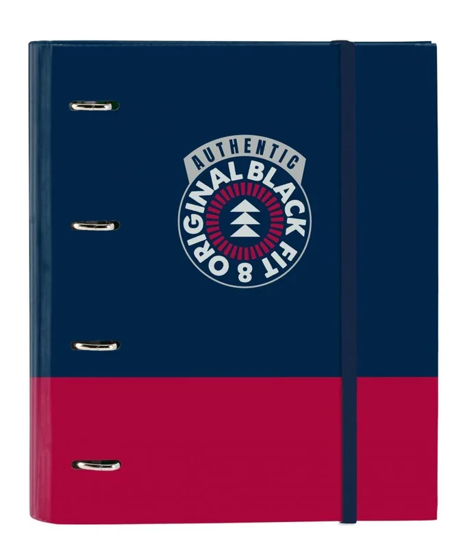 BlackFit8 AUTHENTIC – Carpeta 4 Anillas de 35 cm con 100 Hojas A4, Ideal para Niños de Diferentes Edades, Cómoda y Versátil, Calidad y Resistencia, 27×3.5×32 cm, Color Azul Marino