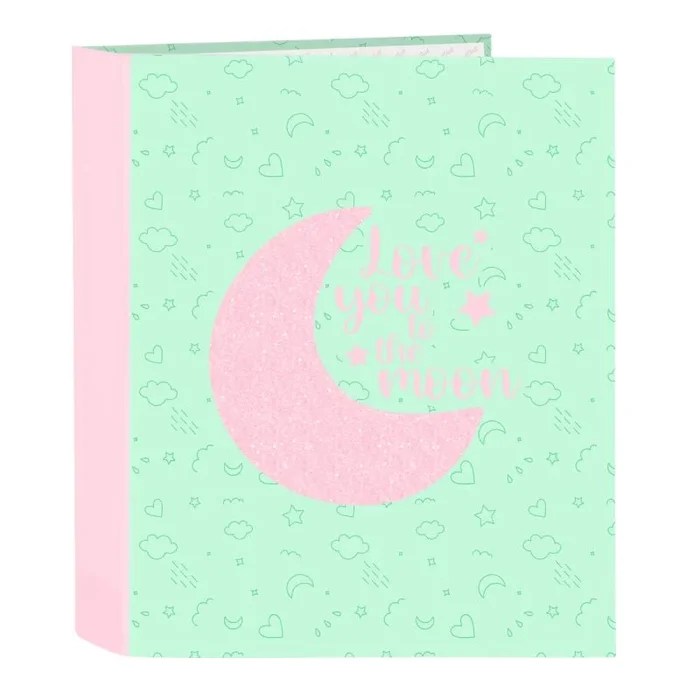 BLACKFIT8 MOON – Carpeta Folio 4 Anillas, Ideal para Niños de Diferentes Edades, Cómoda y Versátil, Calidad y Resistencia, 27x6x33 cm, Color Verde