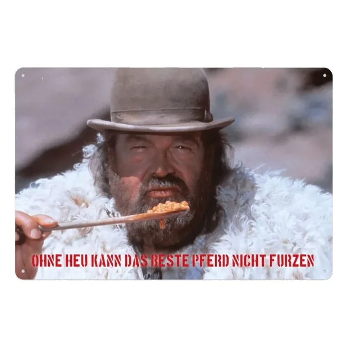 Blechwaren Fabrik Braunschweig GmbH Bud Spencer und Terence Hill 300/B009 – Cartel de chapa (20 x 30 cm), diseño de Bud Spencer con cuchara
