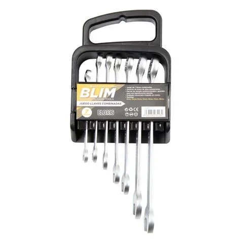 Blim Juego de 7 Llaves Combinadas – Cromo Vanadio – Marcas de Tamaño Unidireccionales y Grandes – Acabado Micromate Chapado en Cromo – Medidas: 8 mm, 10 mm, 11 mm, 13 mm, 14 mm, 17 mm, 19 mm marca Bli