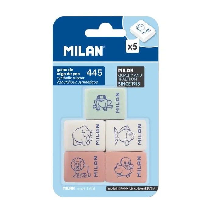 Blíster 5 gomas Rectangulares con dibujos infantiles 445 MILAN