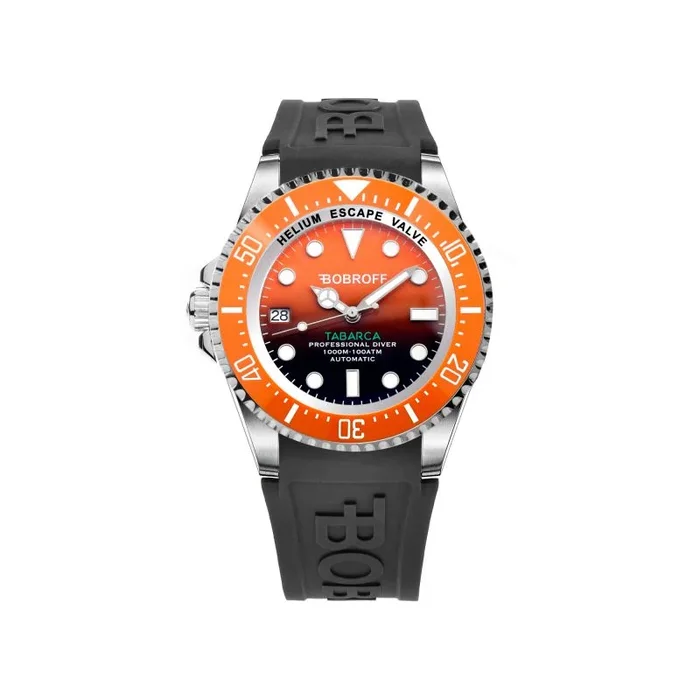 Bobroff Tabarca – Reloj de Hombre automático Diver Profesional de Buceo, 1000 m, Naranja, 44MM, válvula de Helio BF0004ibn-BFSTN