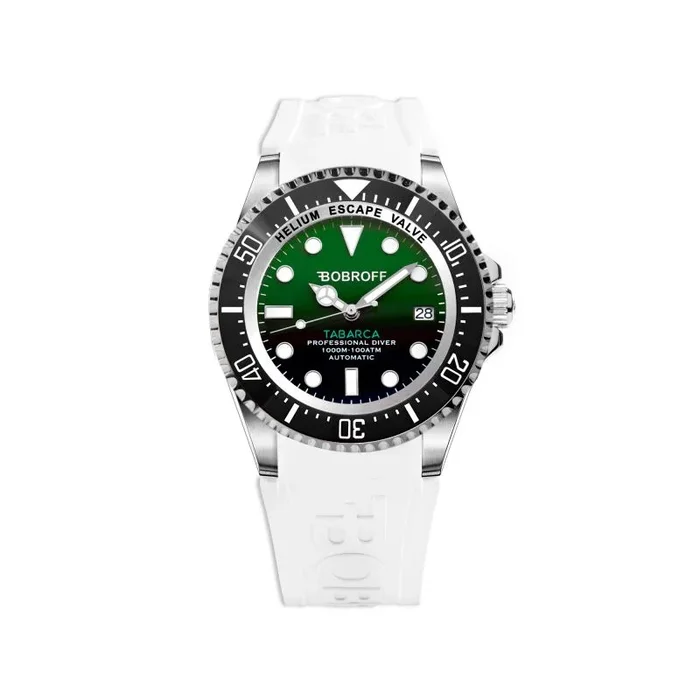 Bobroff Tabarca – Reloj de Hombre automático Diver Profesional de Buceo, 1000 m, Verde, 44MM, válvula de Helio BF0002-BFSTB