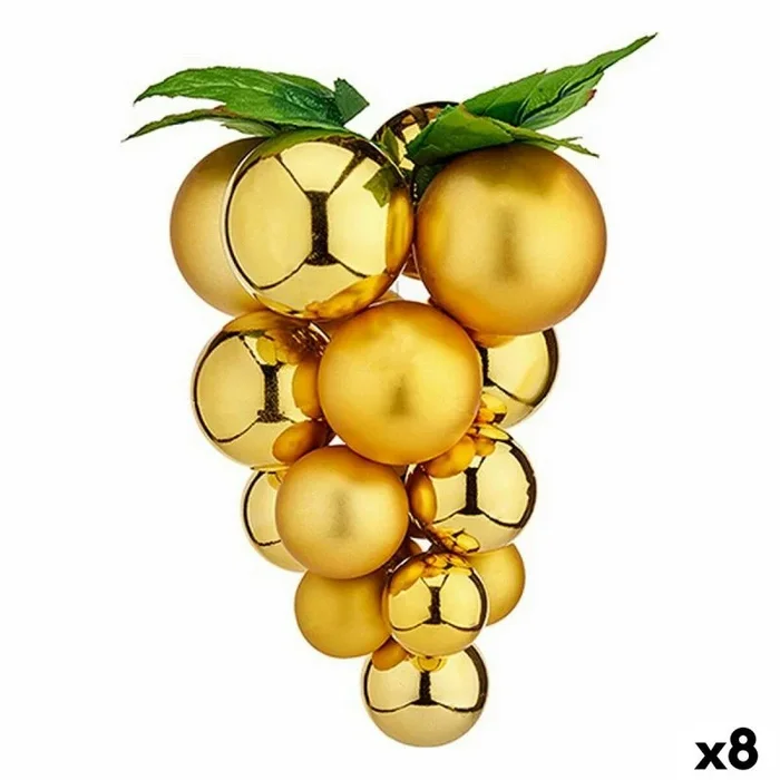 Bola de navidad uvas grande dorado plástico 22 x 26 x 23 cm (8 unidades)