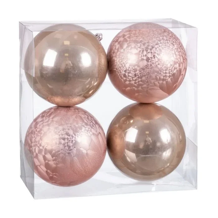 Bolas de navidad beige plástico 10 x 10 x 10 cm (4 unidades)