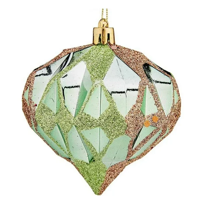 Bolas de navidad diamante ø 8 cm 6 unidades verde plástico