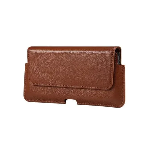 Bolsa de Cintura Cuero Vaca Universal para Teléfonos 6.1 Pulgadas y Menor (Marrón)