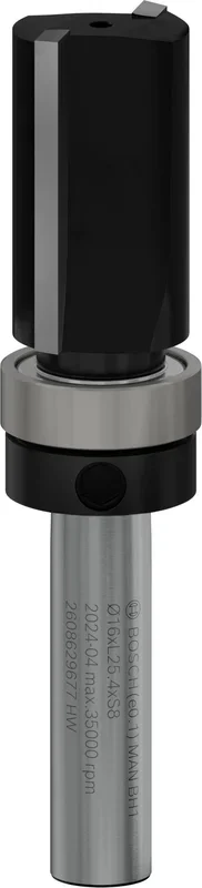 Bosch 1 fresa de enrasado Pro con rodamiento de bolas guía superior (para madera blanda, madera dura, diámetro de 16 mm, accesorio profesional, fresadora manual, enrutador de recorte)