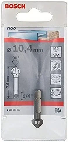 Bosch 2 608 597 502 – Avellanadores cónicos – 10,4, M 5, 34 mm, 1/4″ (pack de 1)