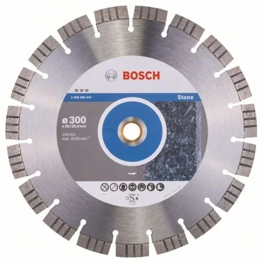 Bosch 2 608 602 647 – Disco de corte de diamante Best for Stone – 300 x 20,00+25,40 x 2,8 x 15 mm (pack de 1)