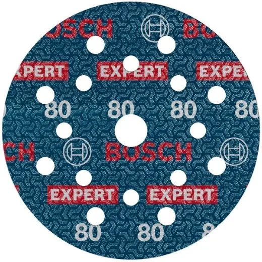 Bosch 50x Disco de lija para láminas EXPERT O780, 125 mm (para Madera dura, Pintura sobre madera, Ø 125 mm, Grano 80, Professional Accesorios Lijadora excéntrica)