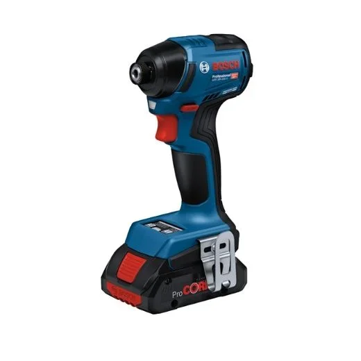 Bosch Professional 18V System atornillador impacto batería GDR 18V-220 C (3400 rpm, par giro 220 Nm, motor Brushless sin escobillas, sin batería/cargador, 1 gancho cinturón, 1 portapuntas)