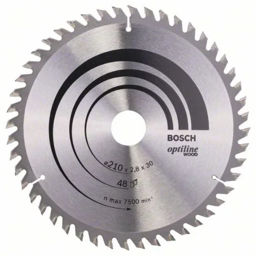 Bosch Professional 2 608 640 623 – Hoja de sierra circular Optiline Wood – 210 x 30 x 2,8 mm, 48 (pack de 1), gris