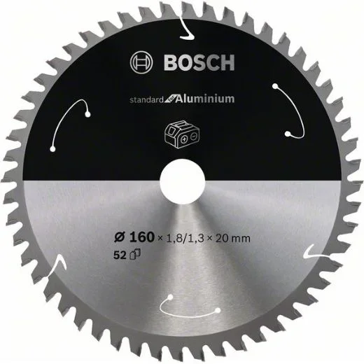 Bosch Professional Disco de sierra circular Standard for Aluminium (aluminio, 160 x 20/15,875 x 1,8 mm, 52 dientes, accesorio de sierra circular sin cables)