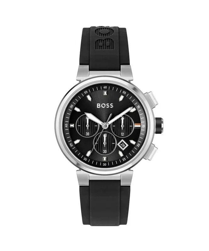 BOSS Reloj Cronógrafo de Cuarzo para Hombre con Correa en Silicona Negro – 1513997