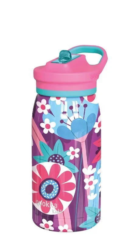 Botella quokka kids termo 445ml acero inox con sipper pop blooming garden