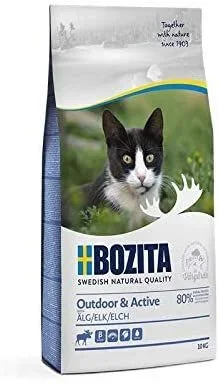 BOZITA Outdoor & Active Elch – Alimento seco para Gatos Adultos principalmente al Aire Libre, 10 kg